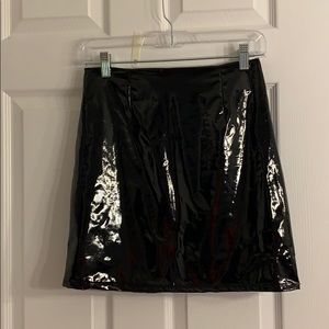 Shiny leather skirt